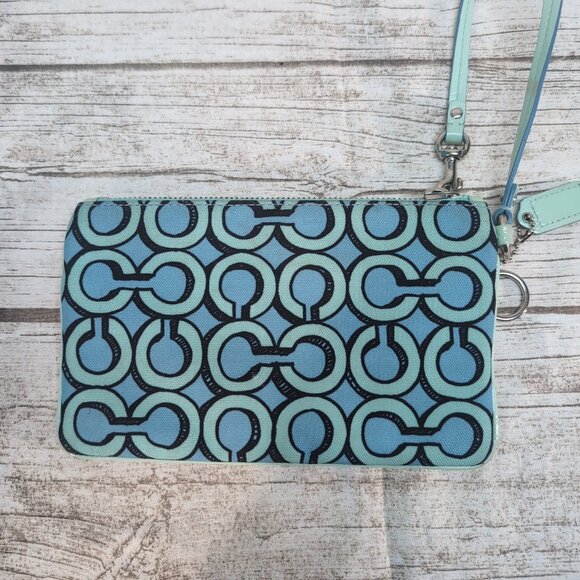 Coach Poppy 3D Art Blue and Teal Wristlet - Picture 5 of 10